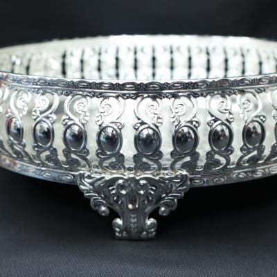 German Silver Round Tray 8 Inch With Stand ( Silver )