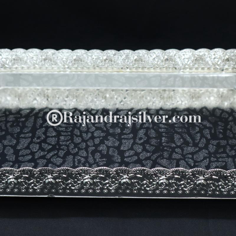 German Silver Rectangle Tray 11*7 Inch (Silver) 5036