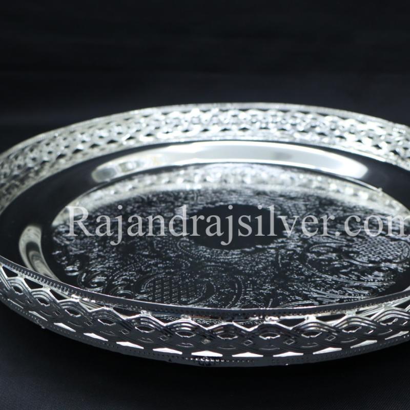 German Silver Round Tray 12 Inch (Silver) 5190