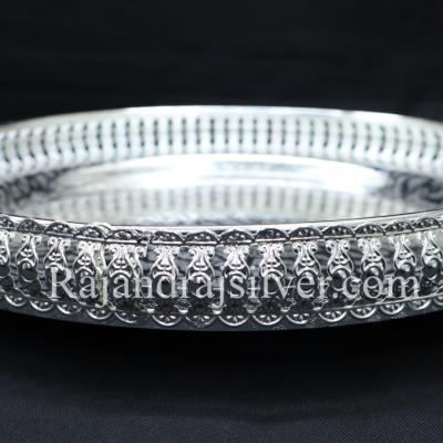 German Silver Round Tray 12 Inch (Silver) 7051