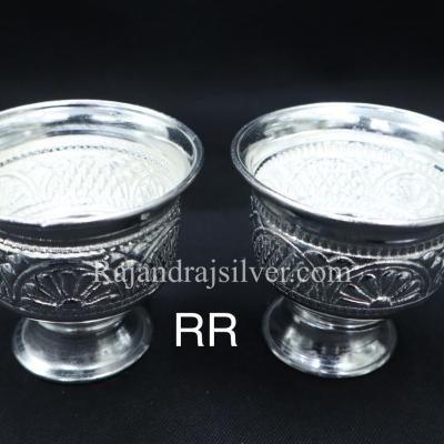 German Silver Nakshi Chandan Cup Bowl Medium 2.5 Inch 2 Pcs Set