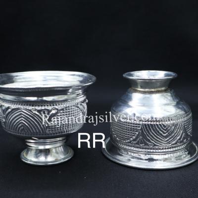 German Silver Nakshi Chandan Cup Bowl Big 3 Inch 2 Pcs Set