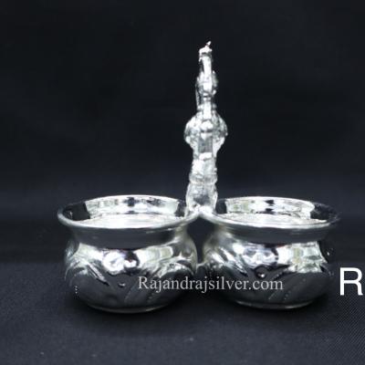 German Silver 2 In 1 Panchwala Kumkum Holder