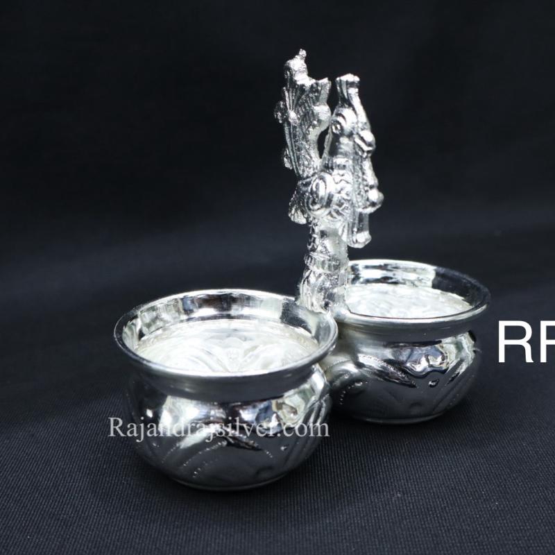 German Silver 2 In 1 Panchwala Kumkum Holder