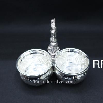 German Silver 2 In 1 Panchwala Kumkum Holder