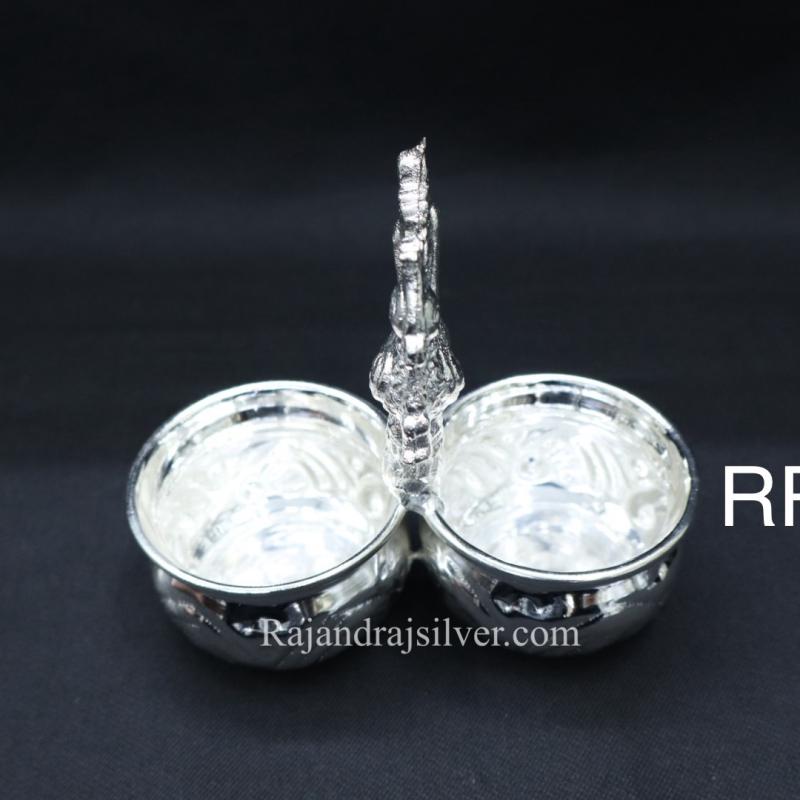 German Silver 2 In 1 Panchwala Kumkum Holder