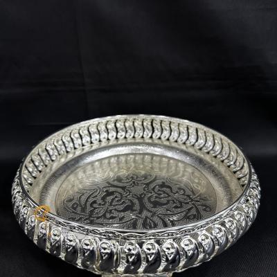 German Silver Round 8 Inch Tray With Stand (7030)