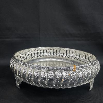 German Silver Round 8 Inch Tray With Stand (7030)